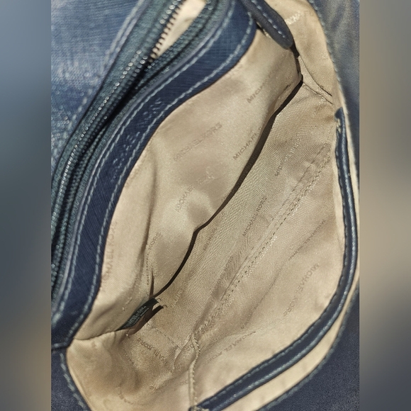 Michael Kors Ava Extra-Small Saffiano Leather Crossbody. Navy Blue & Gold Purse - Picture 7 of 13